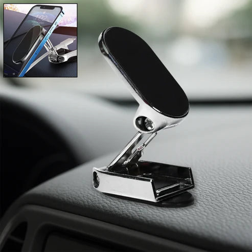 6102 360 Degree Rotating Magnetic Car Phone Holder  Metal Folding Car Phone Holder  New Alloy Folding Magnetic Car Phone Holder (Pack Of 1)