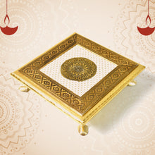 Golden - Square Pooja Chowki Patla  Bajot (2020 Cm  1 Pc)